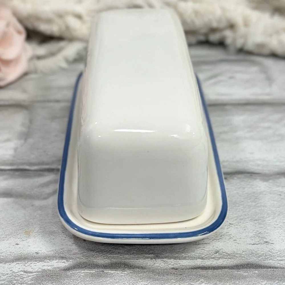 Vintage Pfaltzgraff Summer Garden Butter Dish Stoneware USA Peas Pod Squash